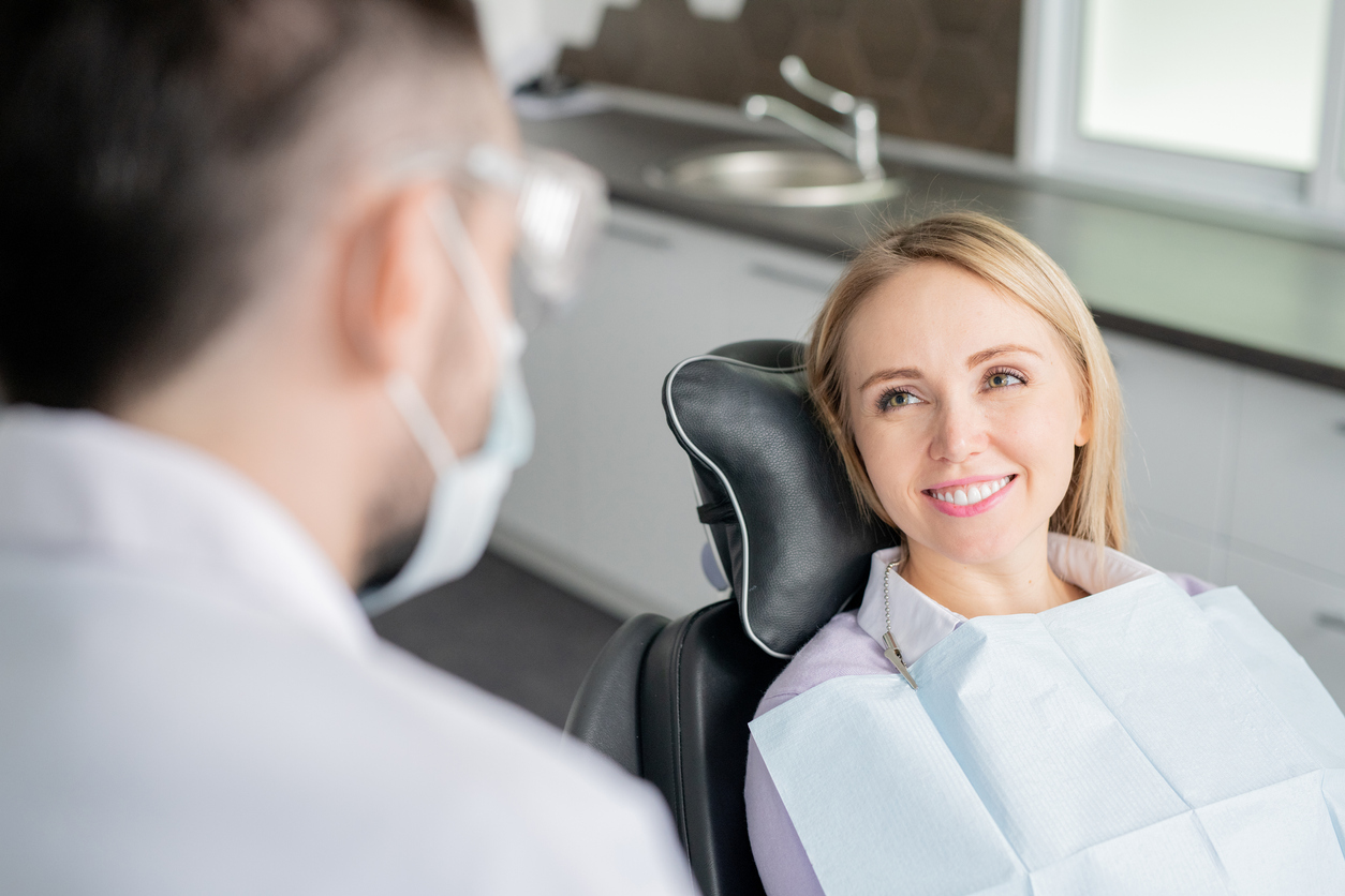 happy patient with dentist