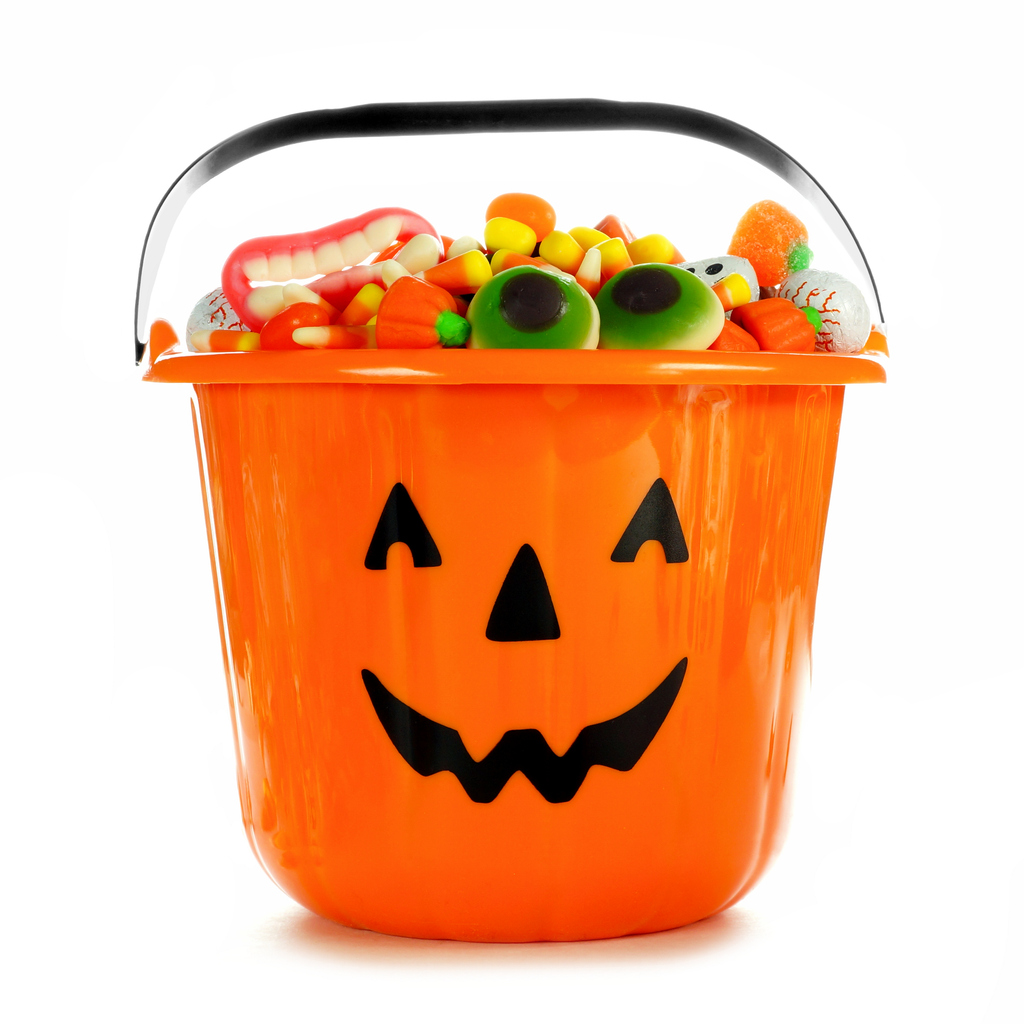 halloween bucket with candy